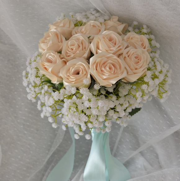 Pink Roses Romantic Wedding Bouquet