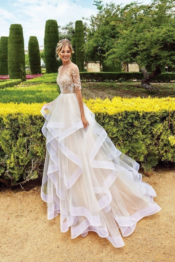 Princess Style Layer Ruffles Tulle Wedding Dress