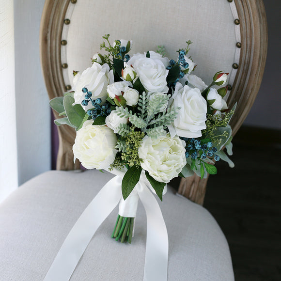 White Roses Wedding Bouquet